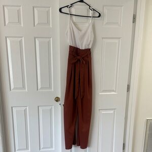 Elegant White and Rust Jumpsuit